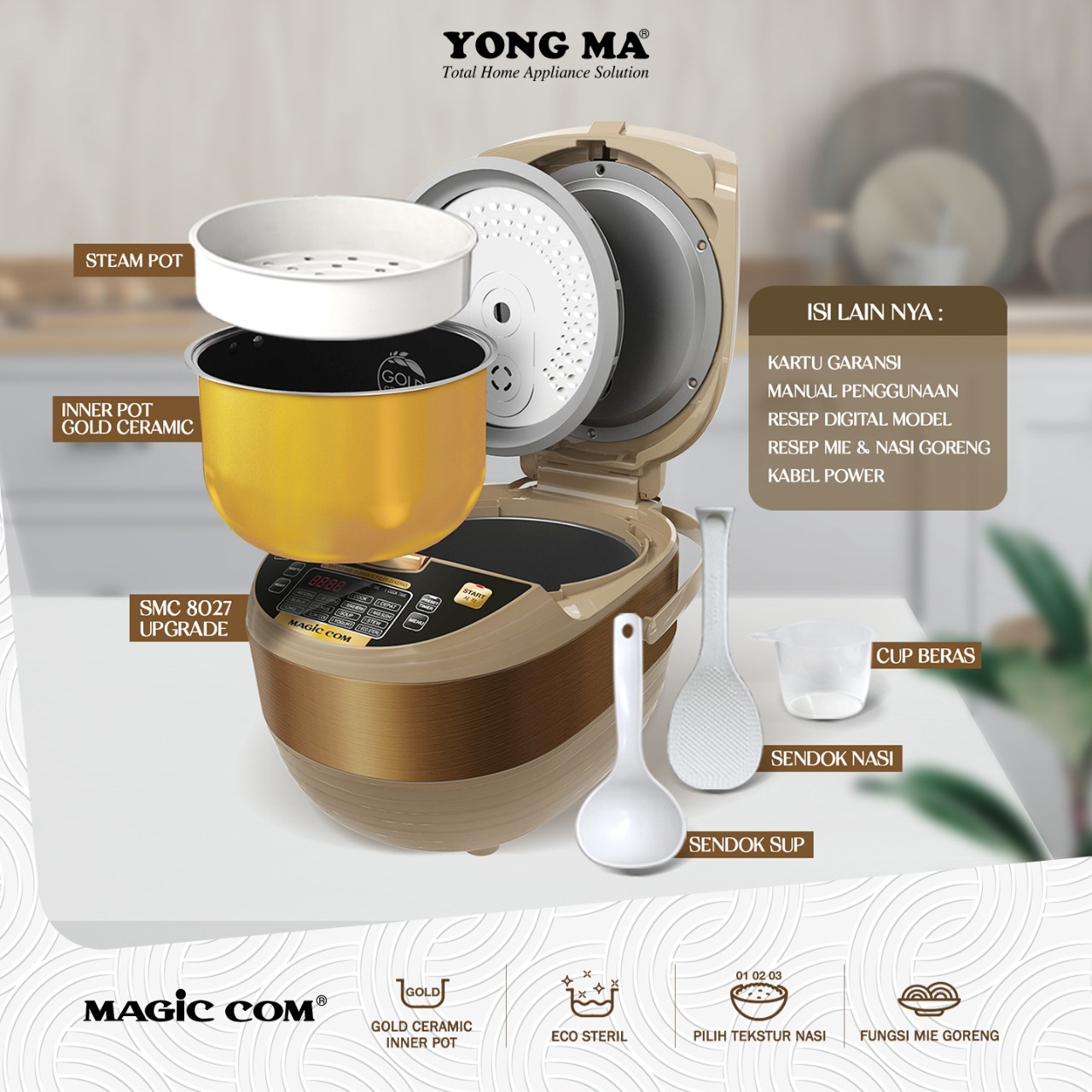 Yong Ma Digital Rice Cooker 2L - SMC8027N | SMC-8027N Gold